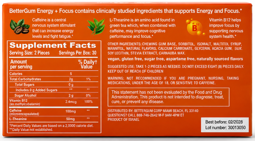BetterGum Energy + Focus Gum